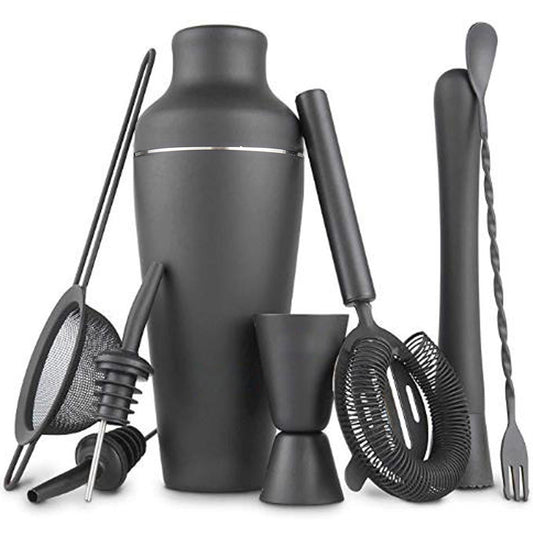 8-piece Matte Black Stainless Steel Barware Set